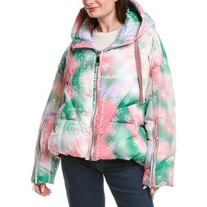 Khrisjoy Womens  Khris Bandana Velour Puffer Jacket, Purple